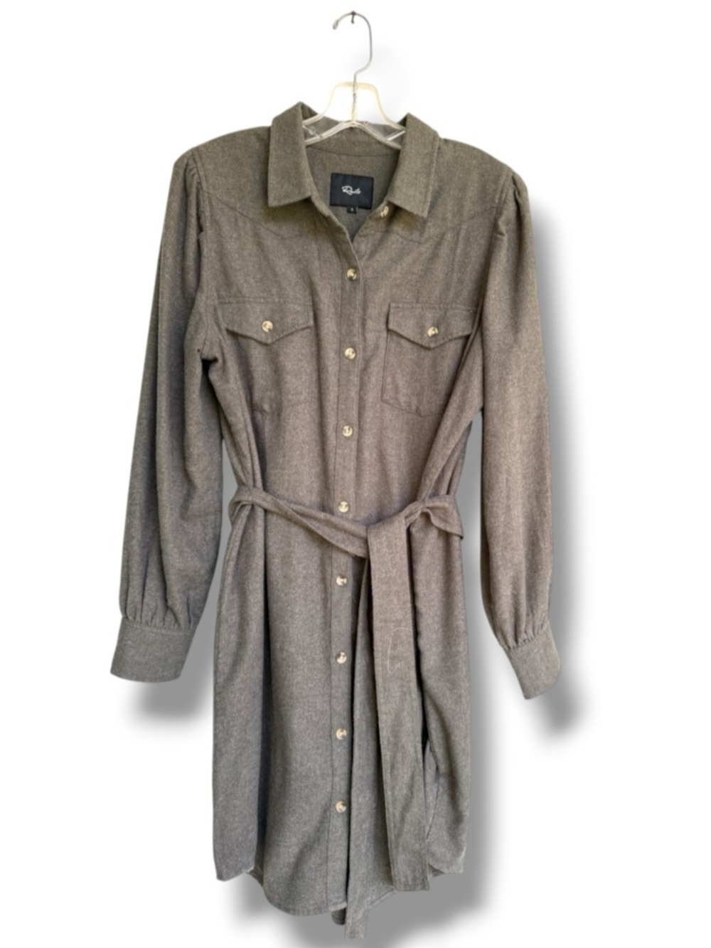Rails Leona Belted Flannel Shirtdress in Hunter Green Size Large - Picture 2 of 14